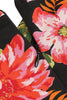 Charger l&#39;image dans la galerie, Robe rétro swing imprimée fleur noire à manches courtes