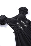 Puff Sleeves Robe noire des années 10 avec dentelle