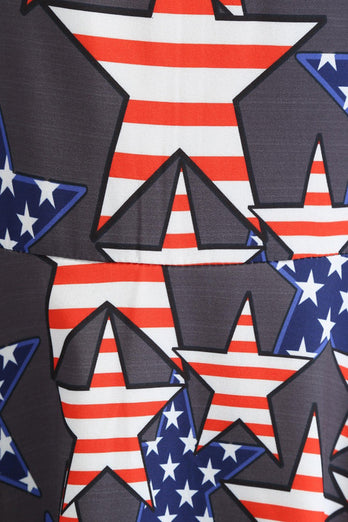 Black Cap Manches American Flag Imprimé Robe Vintage