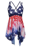 Navy Stars Printed Strap Réglable One Piece Robe de bain