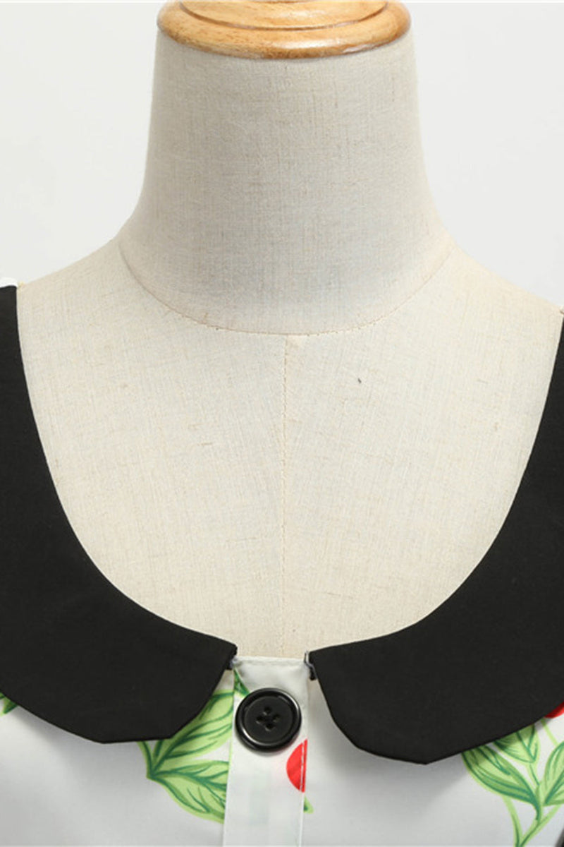 Charger l&#39;image dans la galerie, Robe vintage sans manches imprimée vert clair