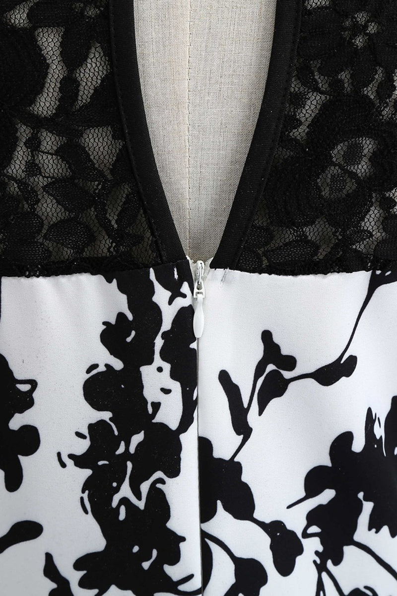 Charger l&#39;image dans la galerie, Robe blanche des années 50 imprimée sans manches avec ceinture