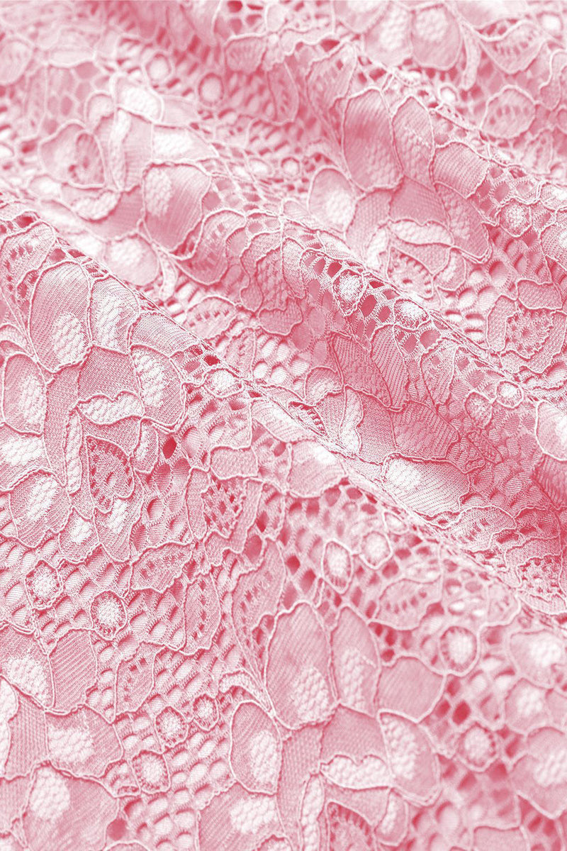 Charger l&#39;image dans la galerie, Robe en dentelle rose A Line avec sans manches