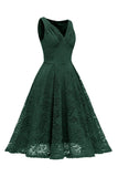 Robe en dentelle Gark Green A-line avec sans manches