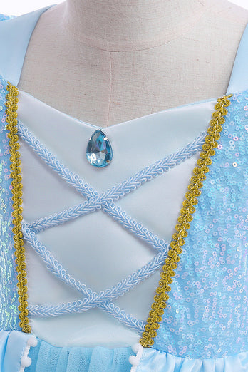 Paillettes bleues Robe de soirée pour fille avec nœud