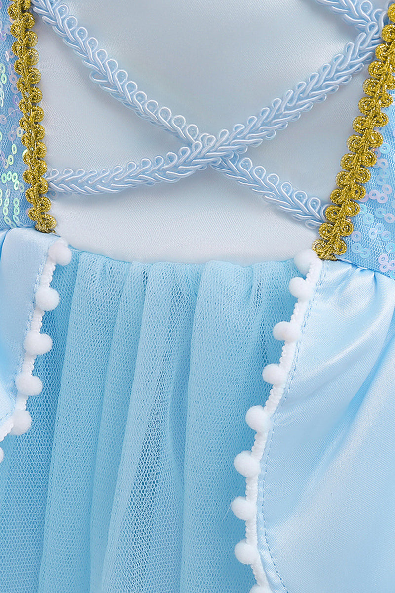 Charger l&#39;image dans la galerie, Paillettes bleues Robe de soirée pour fille avec nœud
