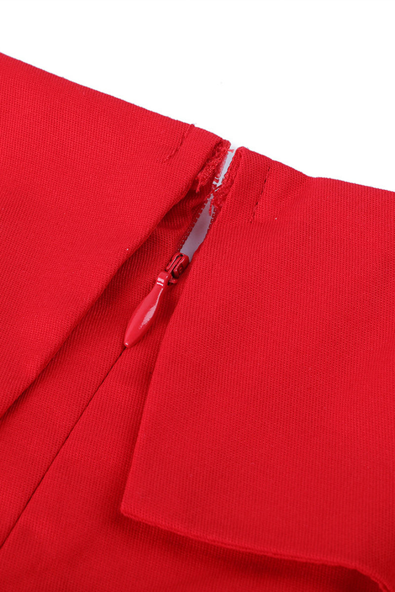 Charger l&#39;image dans la galerie, Robe rouge à pois des années 50 avec bouton