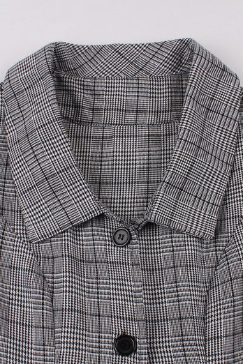 A-Line 3/4 Manches Gris 1950s Robe avec Poches