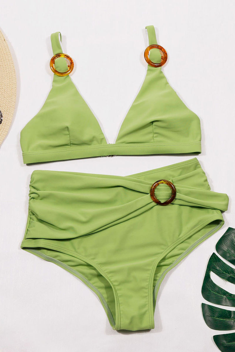 Charger l&#39;image dans la galerie, Bikini bikini deux pièces vert taille haute