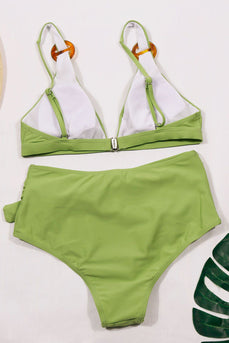 Bikini bikini deux pièces vert taille haute