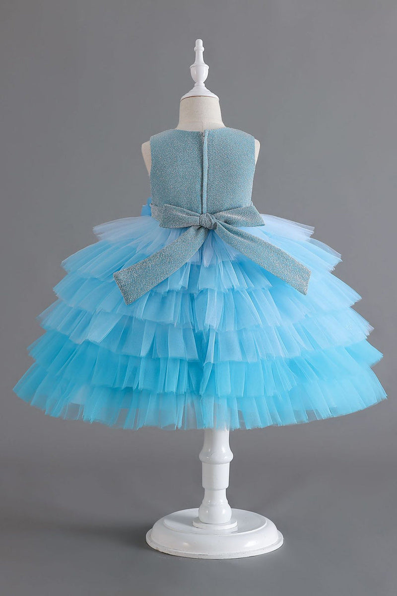 Charger l&#39;image dans la galerie, Robes pour filles bleu roi bleu A sans manches avec fleurs 3D