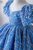 Charger l&#39;image dans la galerie, Bleu A Ligne Puff Manches Paillettes Robes Filles