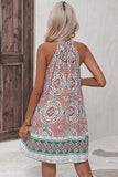 Robe d’été courte Halter Boho imprimée rose