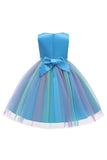 Robe pour fille violette scintillante à col bateau