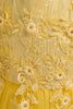 Charger l&#39;image dans la galerie, Robe de fille jaune à col bateau en tulle avec Appliques