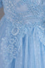 Charger l&#39;image dans la galerie, Bleu Col Rond Puff Manches Robes Filles Robes