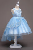 Bleu foncé Haute Basse Appliques Robes Filles