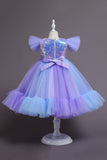 Bonnet Violet Manches Paillettes A Ligne Robes de soirée filles