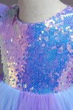 Bonnet Violet Manches Paillettes A Ligne Robes de soirée filles