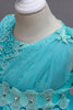 Charger l&#39;image dans la galerie, Robes de soirée bleues A Line Bowknot pour filles avec des fleurs 3D