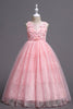 Charger l&#39;image dans la galerie, Robes roses à col rond pour filles avec des fleurs 3D
