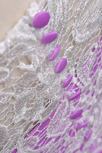 Robe fille violette en tulle ligne A avec dentelle