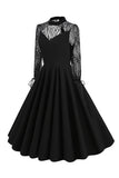 Robe vintage en dentelle à manches longues noires