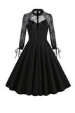 Robe vintage en dentelle à manches longues noires