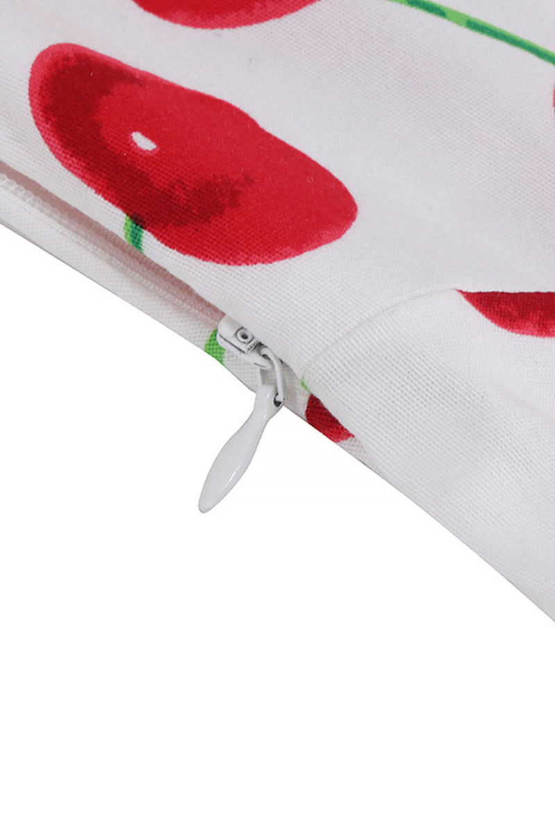 Charger l&#39;image dans la galerie, Robe vintage Halter imprimée cerises blanches à manches courtes