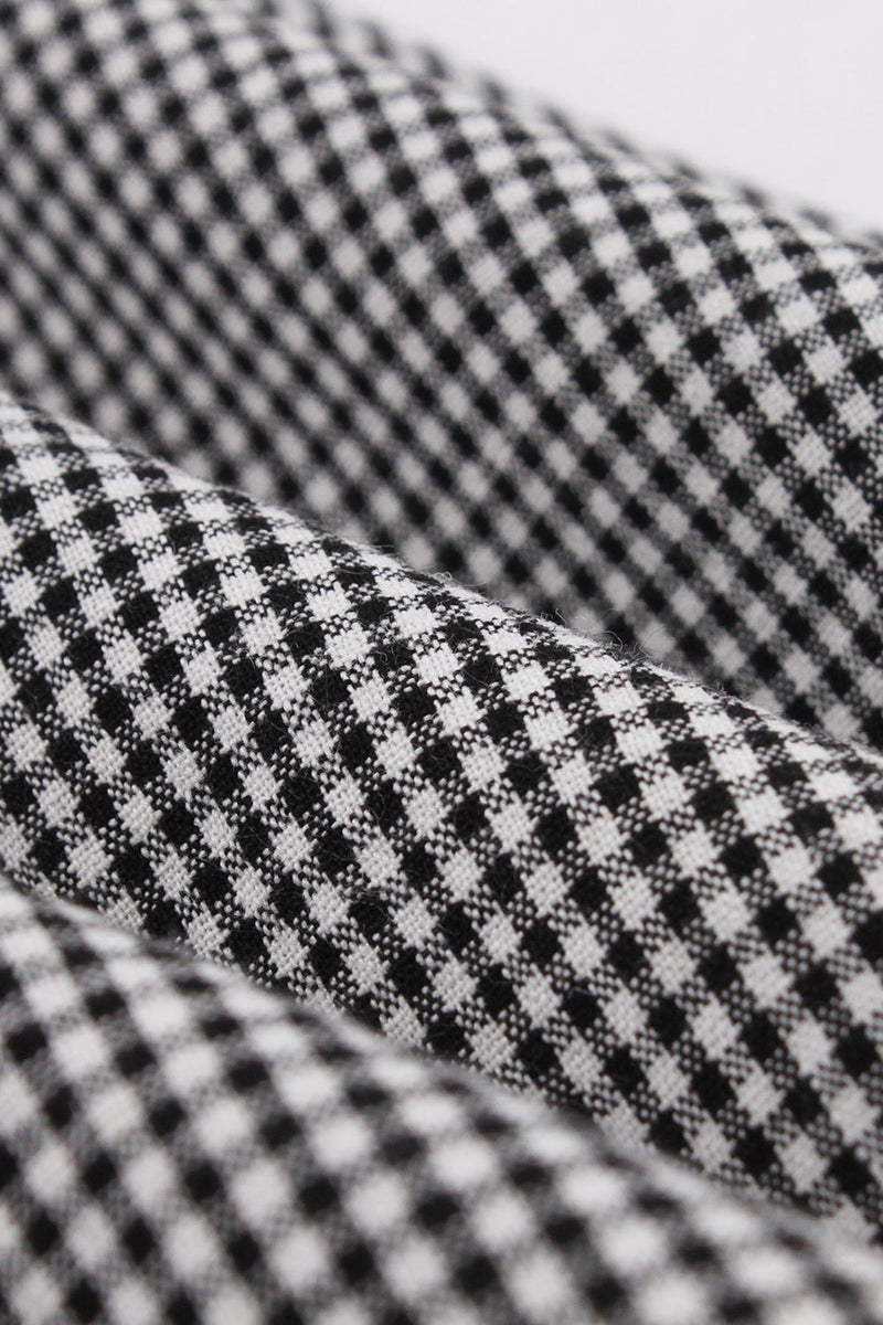 Charger l&#39;image dans la galerie, Robe noire Halter Plaid Bouton Sans manches 1950s