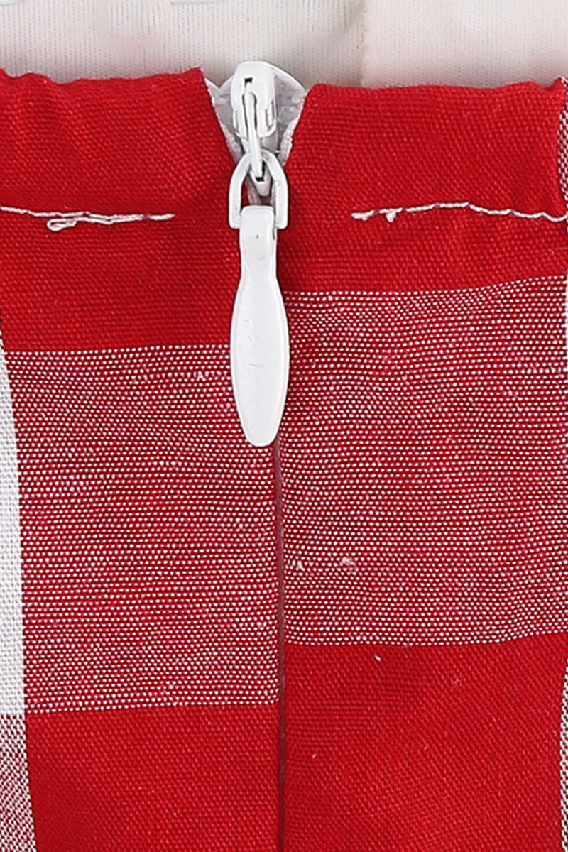 Charger l&#39;image dans la galerie, Robe rose à carreaux sans manches des années 50 avec ceinture