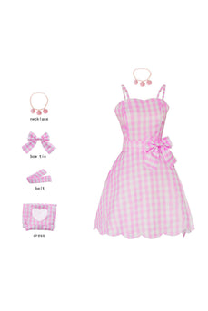 Robe rose à carreaux vintage des années 50