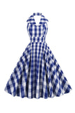 Robe vintage rose Pin Up Plaid des années 50