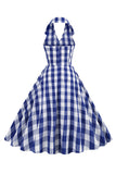 Robe vintage rose Pin Up Plaid des années 50