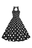 Robe à pois roses des années 50