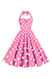 Robe à pois roses des années 50