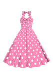 Robe à pois roses des années 50