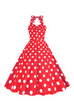 Robe à pois roses des années 50