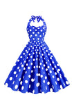 Robe à pois roses des années 50