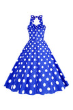 Robe à pois roses des années 50