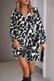 Robe décontractée imprimée à manches longues noires