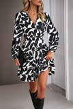 Robe décontractée imprimée à manches longues noires