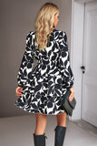 Robe décontractée imprimée à manches longues noires