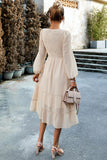 Rose A-Line Manches Longues Midi Robe Décontractée