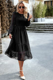 Rose A-Line Manches Longues Midi Robe Décontractée
