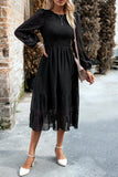 Rose A-Line Manches Longues Midi Robe Décontractée