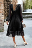 Rose A-Line Manches Longues Midi Robe Décontractée