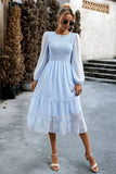 Rose A-Line Manches Longues Midi Robe Décontractée
