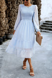 Rose A-Line Manches Longues Midi Robe Décontractée
