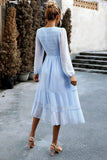 Rose A-Line Manches Longues Midi Robe Décontractée